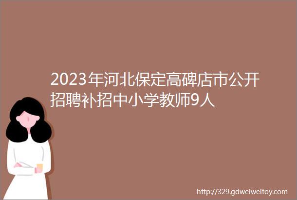 2023年河北保定高碑店市公开招聘补招中小学教师9人